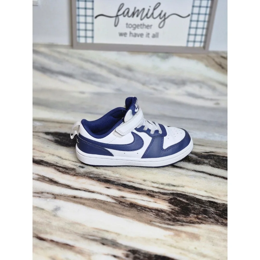 Nike Court Borough Low 2 Midnight Navy White BQ5451-107 Kids Size 12C Sneaker